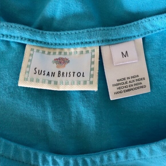 SUSAN BRISTOL Beaded Seahorse Turquoise Sleeveless Maxi Dress Vintage M - Picture 10 of 15